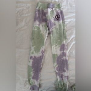 Tiny Whales Happy Daze Tie-Dye Sweatpants - Purple and Green never worn size 8